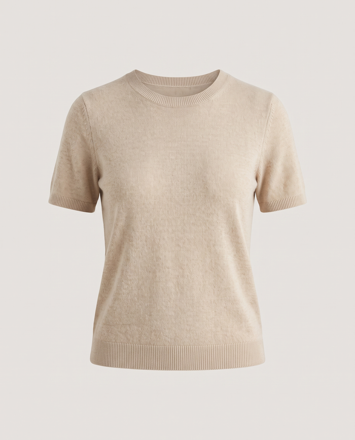 Fine Knit Tee in Oat