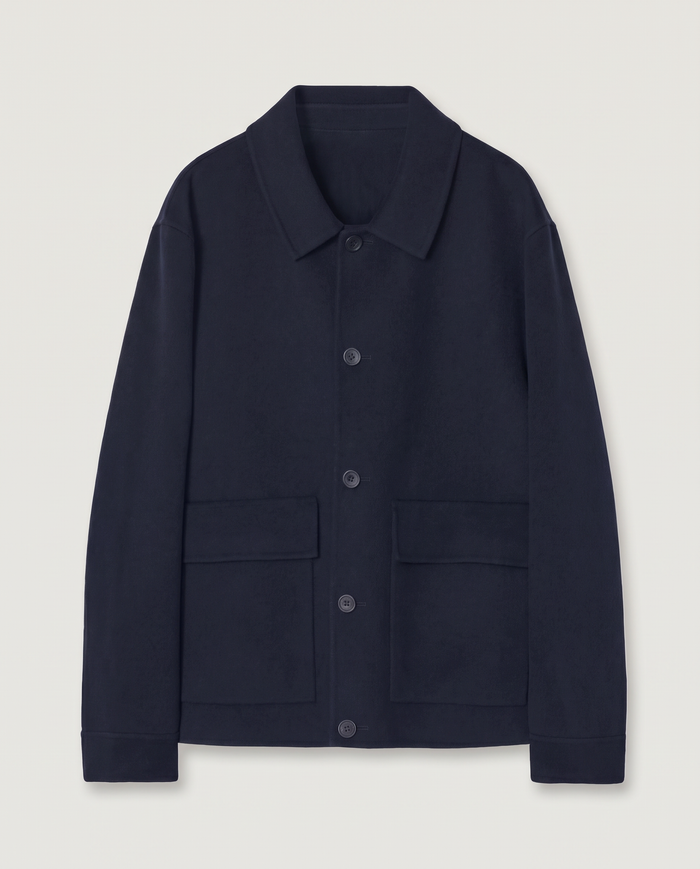 Wool Overshirt in Navy