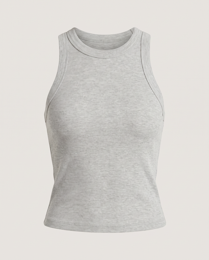 Ribbed Tank in Grey Melange