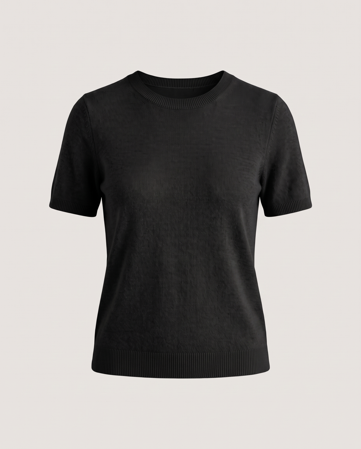 Fine Knit Tee in Black