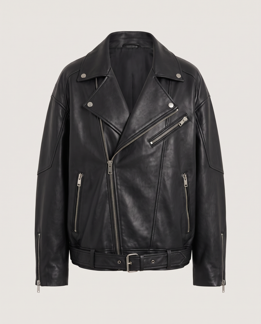 Leather Biker Jacket in Black