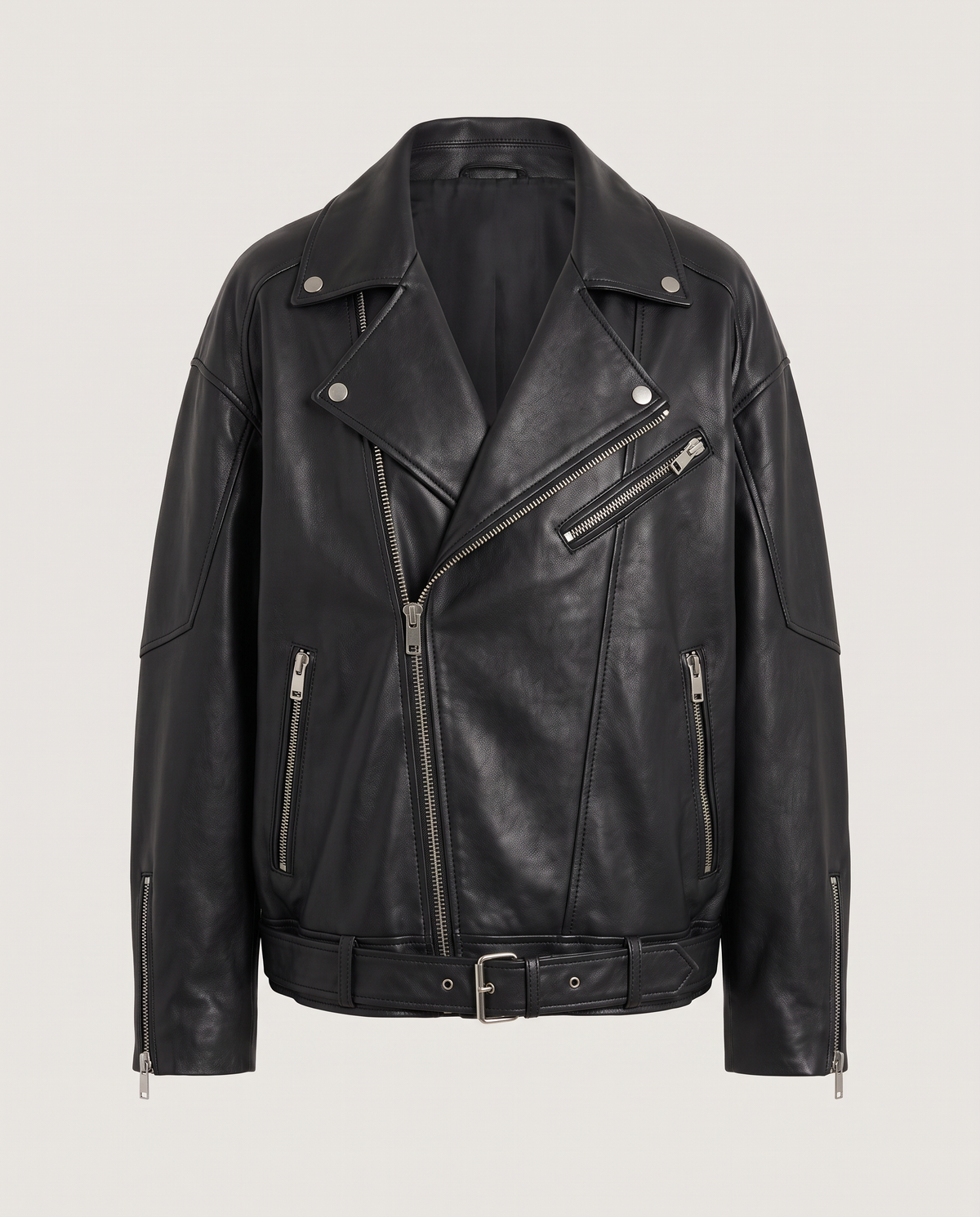 Leather Biker Jacket in Black