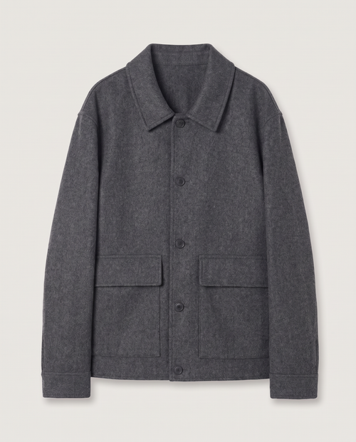 Wool Overshirt in Charcoal