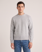 Model wearing the Crew Neck Sweater in Grey