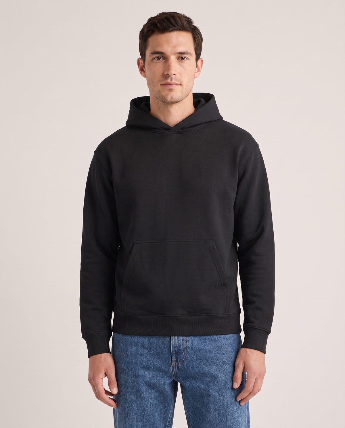Model wearing the Heavyweight Hoodie in Black