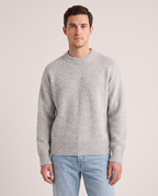 Model wearing the Chunky Crew Knit in Grey