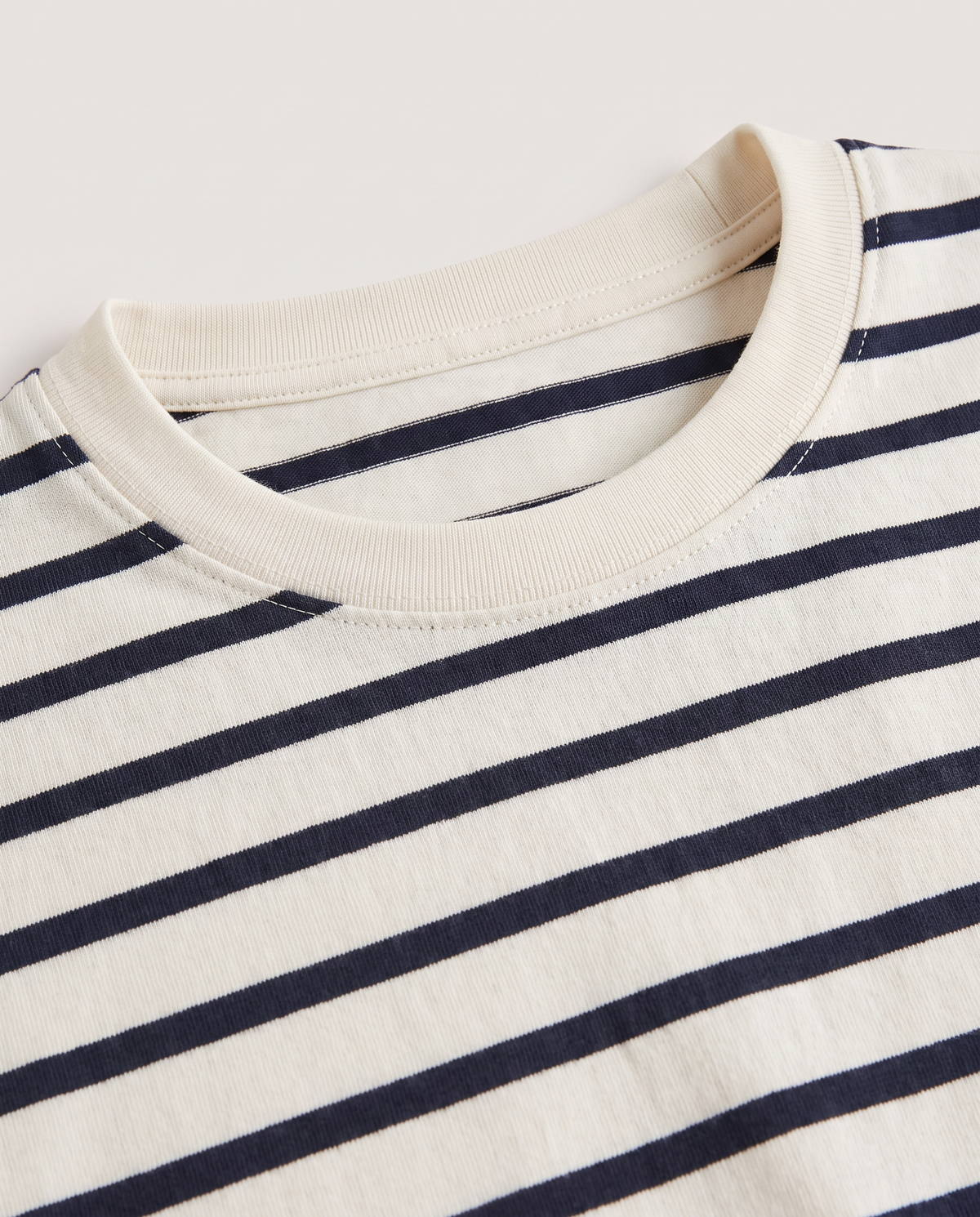 Breton Long Sleeve in Navy/Ecru Stripe, detail