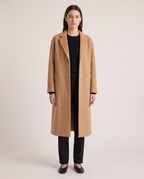 Model wearing the Wool Overcoat in Camel
