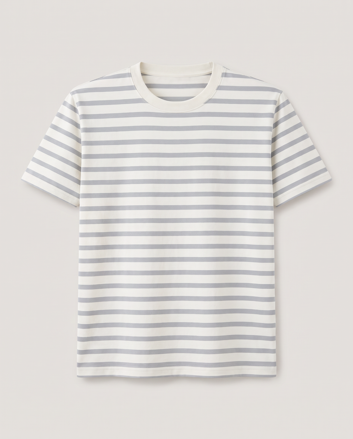 Striped T-Shirt in Grey/Ecru Stripe