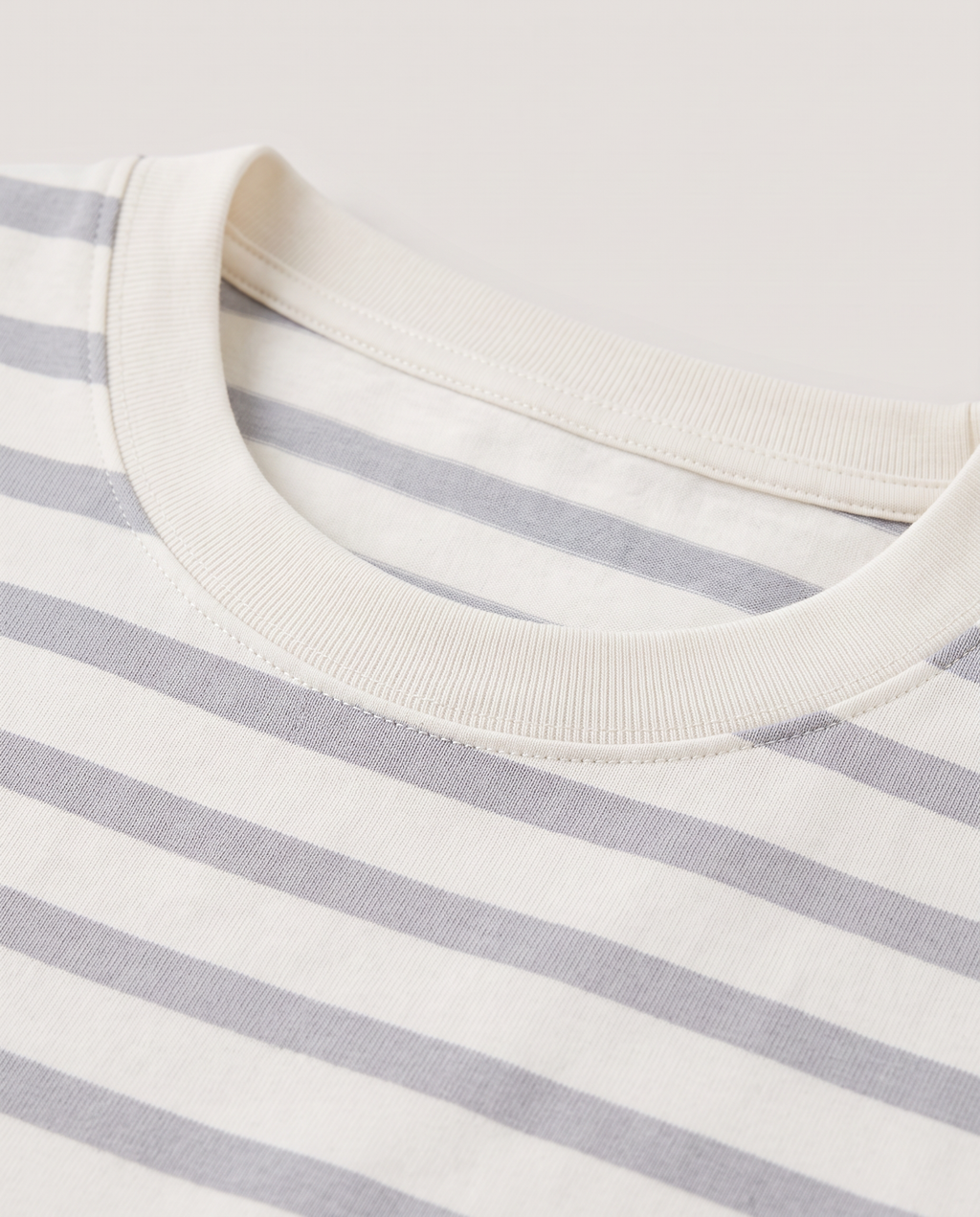 Striped T-Shirt in Grey/Ecru Stripe, detail