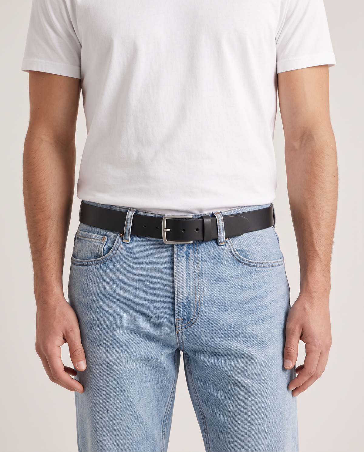 Model wearing the Classic Belt in Black