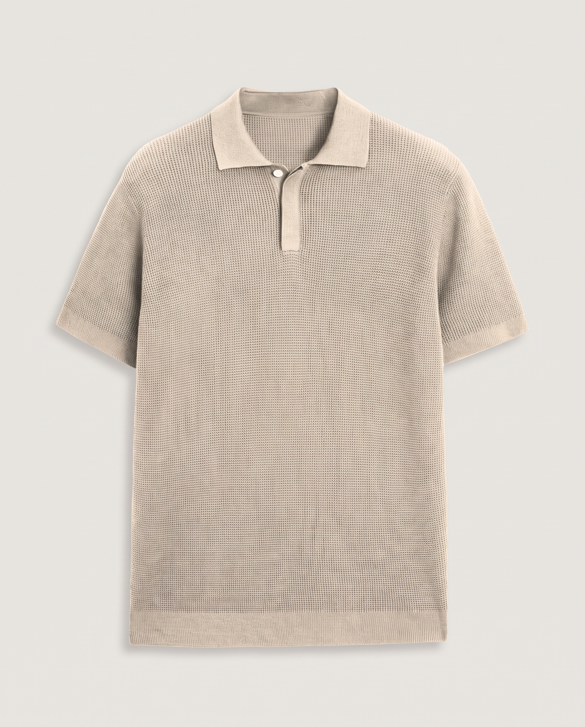 Knitted Polo in Beige